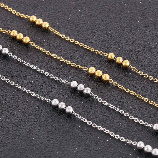 2.5/2.6mm Stainless Steel Bead Oval Bamboo Chain Necklacev - kalen