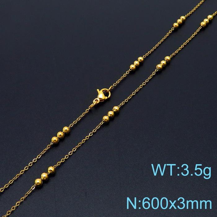 2.5/2.6mm Stainless Steel Bead Oval Bamboo Chain Necklacev - kalen