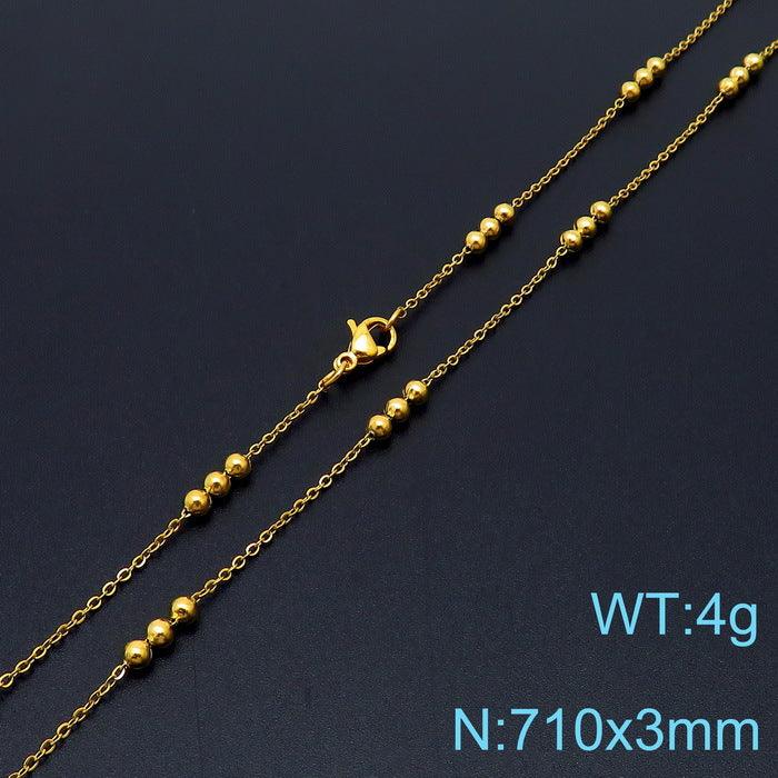 2.5/2.6mm Stainless Steel Bead Oval Bamboo Chain Necklacev - kalen