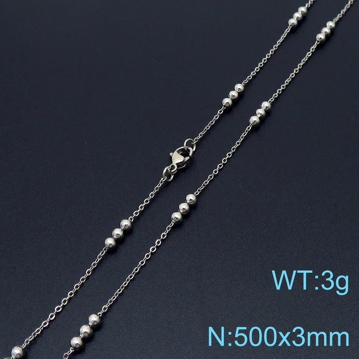 2.5/2.6mm Stainless Steel Bead Oval Bamboo Chain Necklacev - kalen