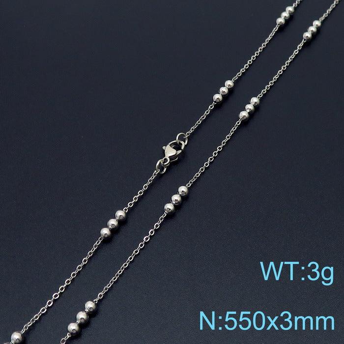 2.5/2.6mm Stainless Steel Bead Oval Bamboo Chain Necklacev - kalen