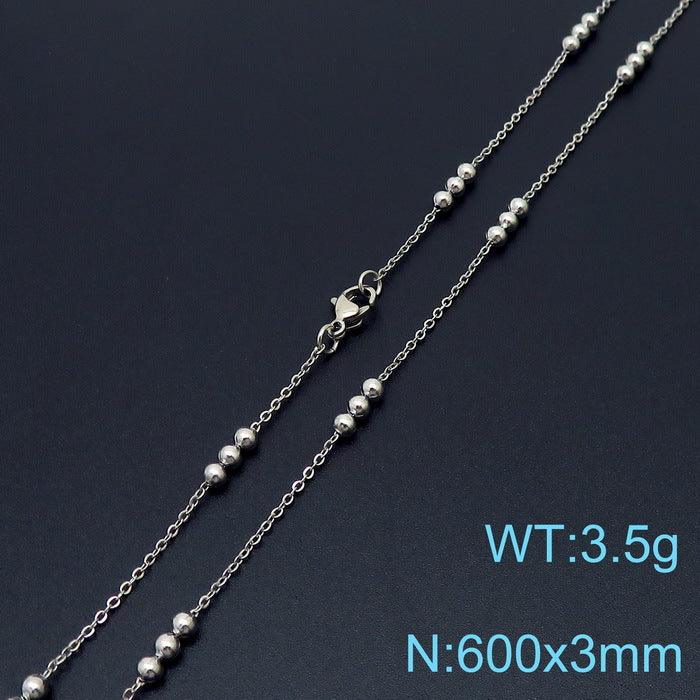 2.5/2.6mm Stainless Steel Bead Oval Bamboo Chain Necklacev - kalen