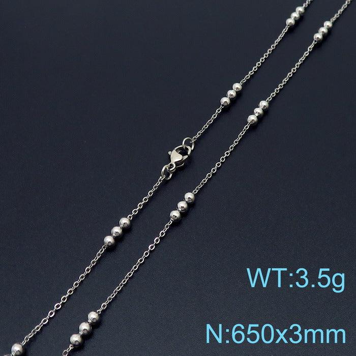 2.5/2.6mm Stainless Steel Bead Oval Bamboo Chain Necklacev - kalen