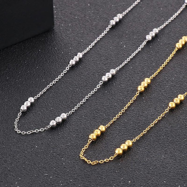 2.5/2.6mm Stainless Steel Bead Oval Bamboo Chain Necklacev - kalen