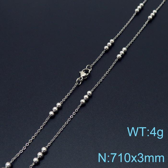 2.5/2.6mm Stainless Steel Bead Oval Bamboo Chain Necklacev - kalen