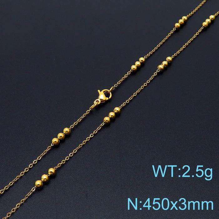 2.5/2.6mm Stainless Steel Bead Oval Bamboo Chain Necklacev - kalen