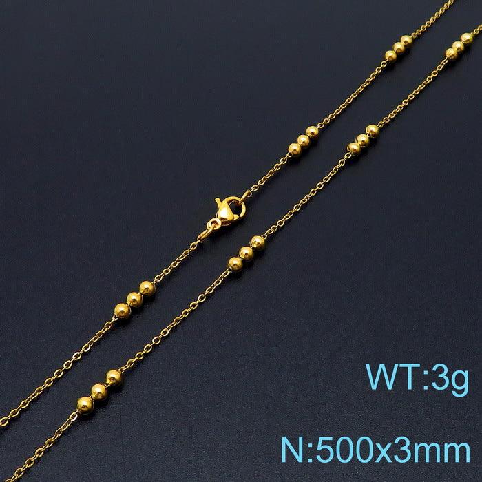 2.5/2.6mm Stainless Steel Bead Oval Bamboo Chain Necklacev - kalen