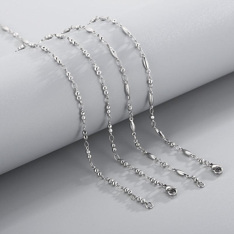 2.5/2.6mm Stainless Steel Bead Oval Bamboo O-chain Chain Necklacev - kalen