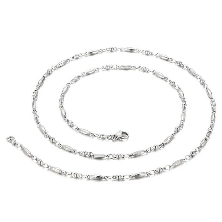 2.5/2.6mm Stainless Steel Bead Oval Bamboo O-chain Chain Necklacev - kalen
