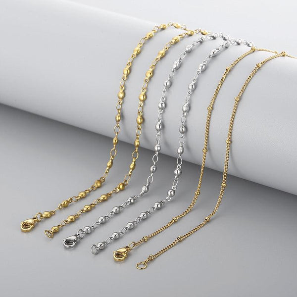 2.5/2.6mm Stainless Steel Flated Bead Chain Necklace - kalen