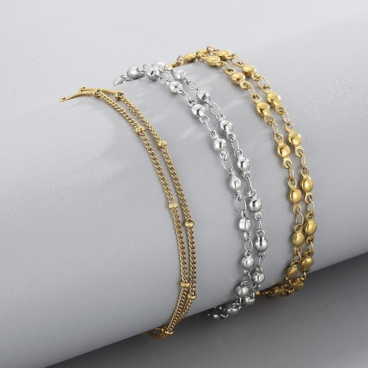 2.5/2.6mm Stainless Steel Flated Bead Chain Necklace - kalen