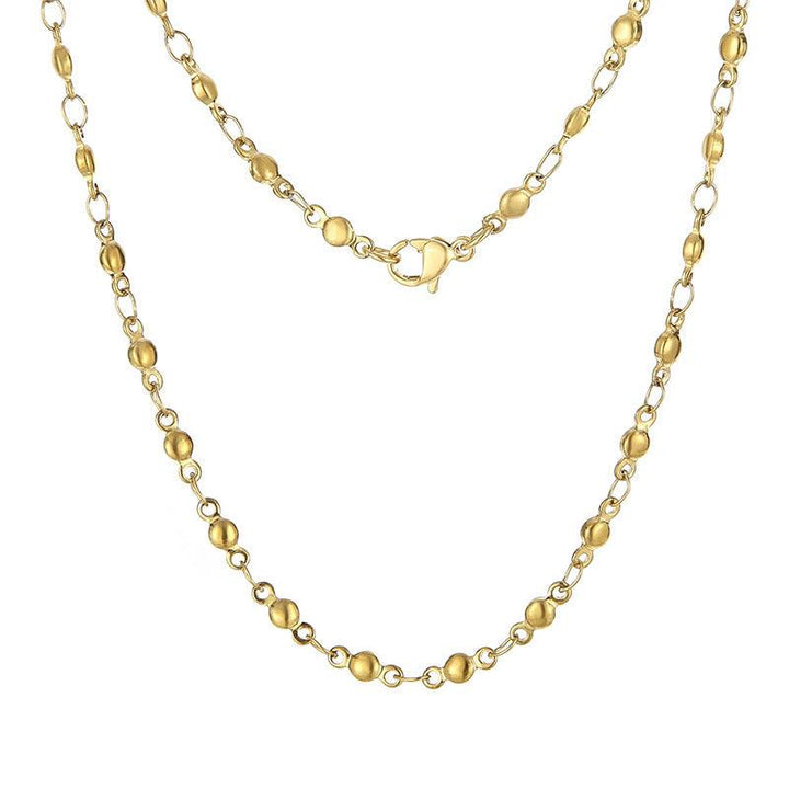 2.5/2.6mm Stainless Steel Flated Bead Chain Necklace - kalen