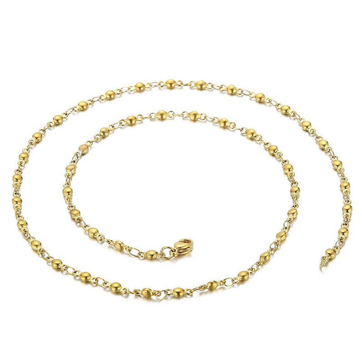 2.5/2.6mm Stainless Steel Flated Bead Chain Necklace - kalen