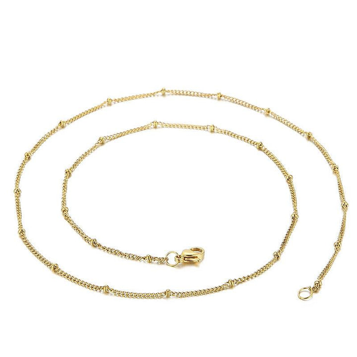 2.5/2.6mm Stainless Steel Flated Bead Chain Necklace - kalen