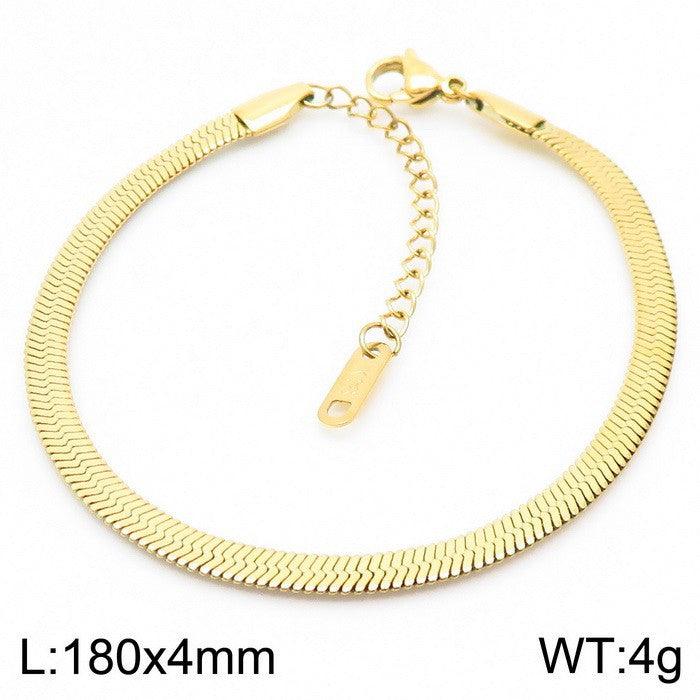 2.5/3/4/5mm Herringbone Flated Snake Chain Bracelet Necklace Stainless Steel Jewelry Set - kalen