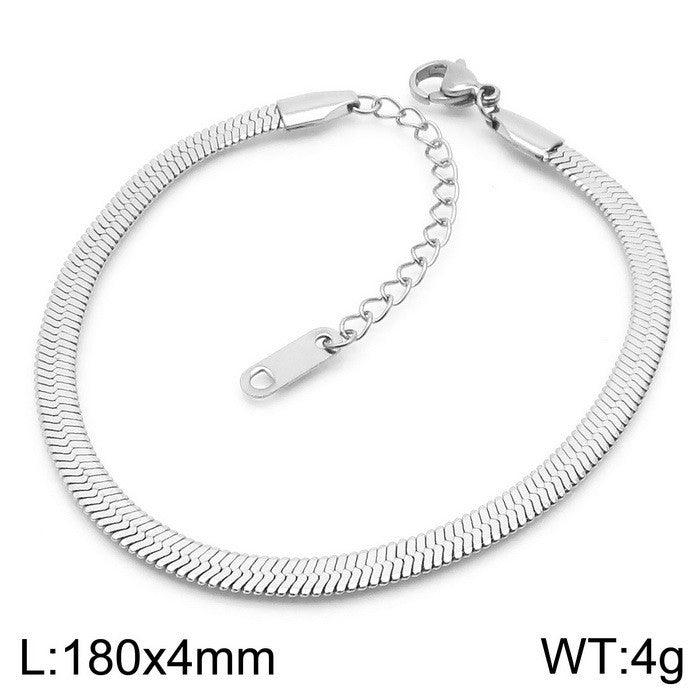 2.5/3/4/5mm Herringbone Flated Snake Chain Bracelet Necklace Stainless Steel Jewelry Set - kalen