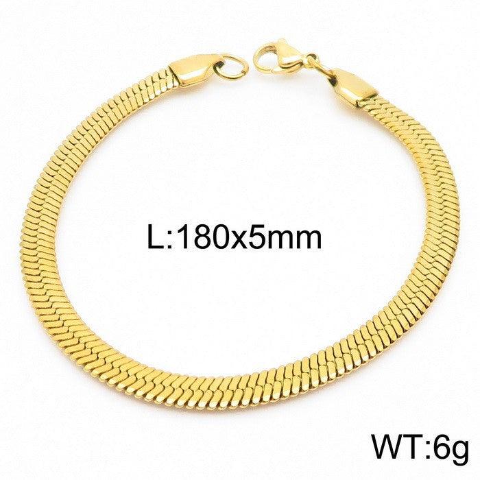 2.5/3/4/5mm Herringbone Flated Snake Chain Bracelet Necklace Stainless Steel Jewelry Set - kalen