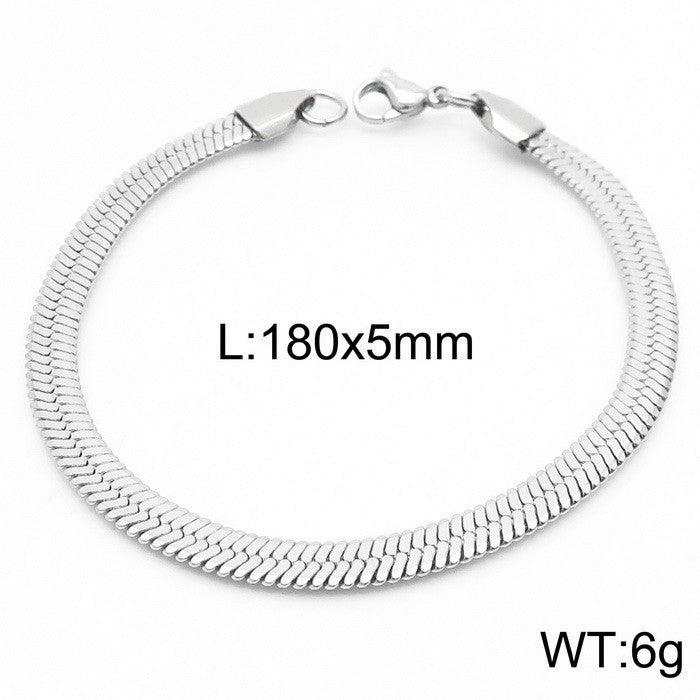 2.5/3/4/5mm Herringbone Flated Snake Chain Bracelet Necklace Stainless Steel Jewelry Set - kalen