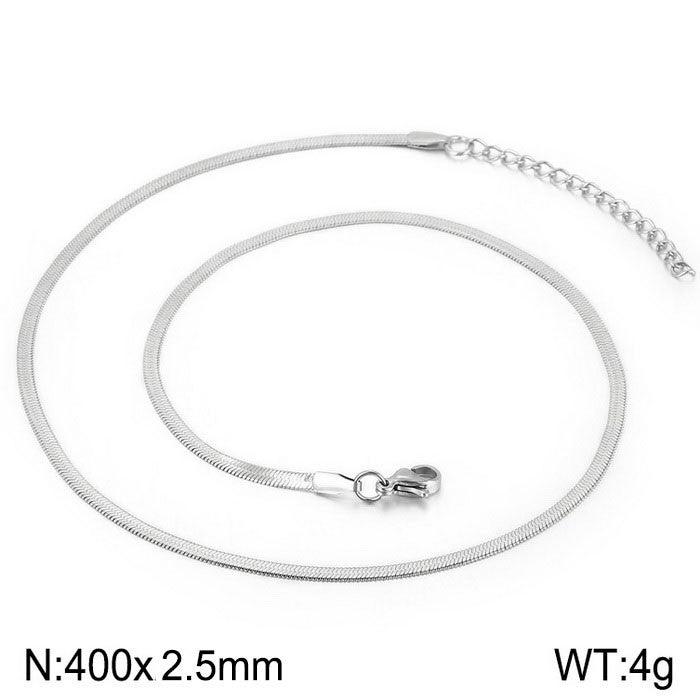 2.5/3/4/5mm Herringbone Flated Snake Chain Bracelet Necklace Stainless Steel Jewelry Set - kalen