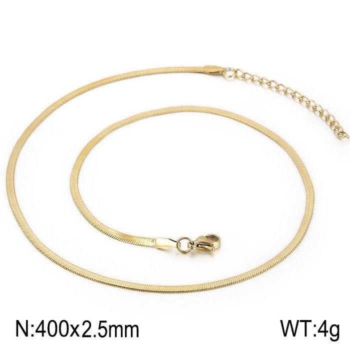 2.5/3/4/5mm Herringbone Flated Snake Chain Bracelet Necklace Stainless Steel Jewelry Set - kalen