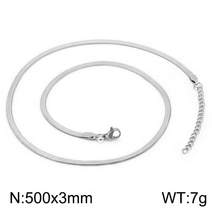 2.5/3/4/5mm Herringbone Flated Snake Chain Bracelet Necklace Stainless Steel Jewelry Set - kalen