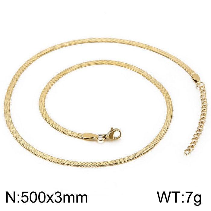 2.5/3/4/5mm Herringbone Flated Snake Chain Bracelet Necklace Stainless Steel Jewelry Set - kalen