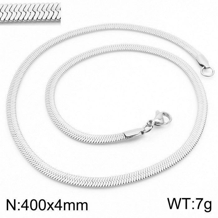 2.5/3/4/5mm Herringbone Flated Snake Chain Bracelet Necklace Stainless Steel Jewelry Set - kalen