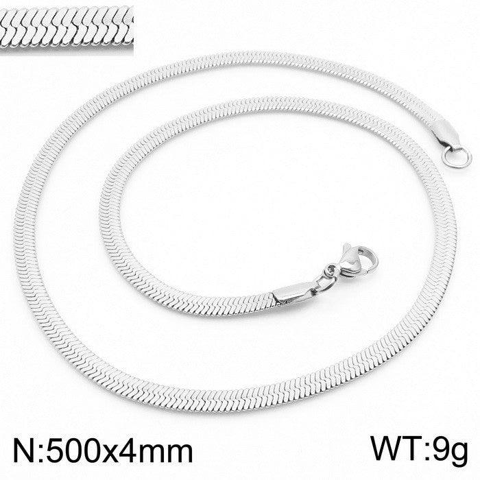 2.5/3/4/5mm Herringbone Flated Snake Chain Bracelet Necklace Stainless Steel Jewelry Set - kalen