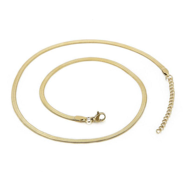 2.5/3/4/5mm Herringbone Flated Snake Chain Bracelet Necklace Stainless Steel Jewelry Set - kalen