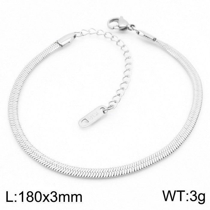 2.5/3/4/5mm Herringbone Flated Snake Chain Bracelet Necklace Stainless Steel Jewelry Set - kalen