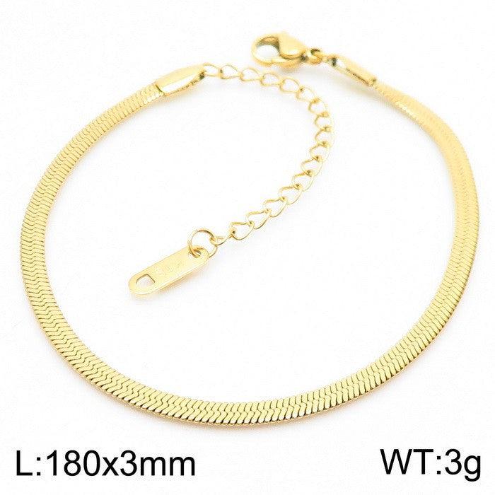 2.5/3/4/5mm Herringbone Flated Snake Chain Bracelet Necklace Stainless Steel Jewelry Set - kalen