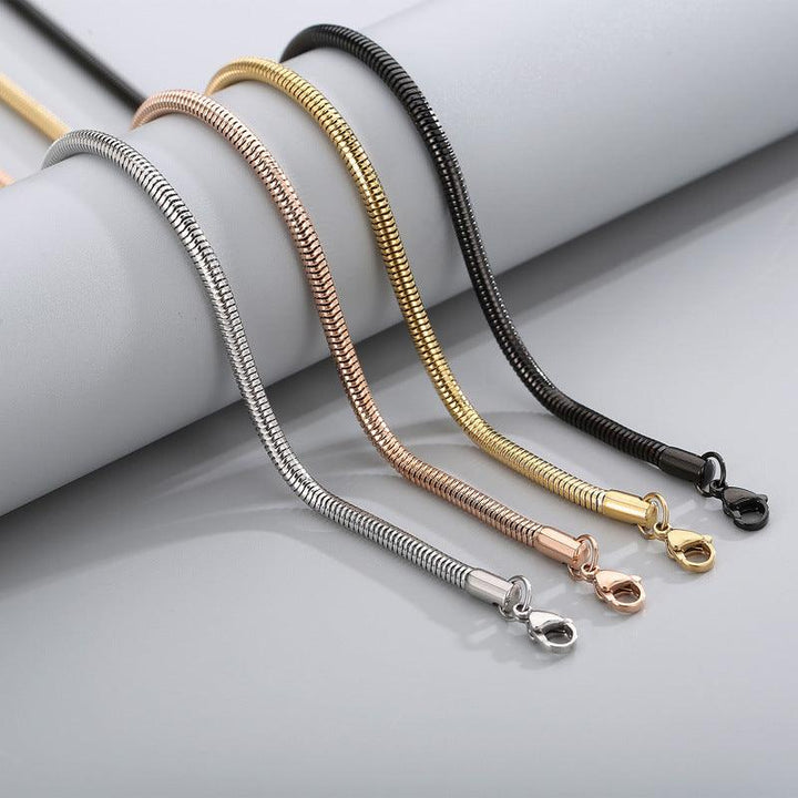 2.5/3/4mm Rounded Snake Chain Multi Necklace Stainless Steel - kalen