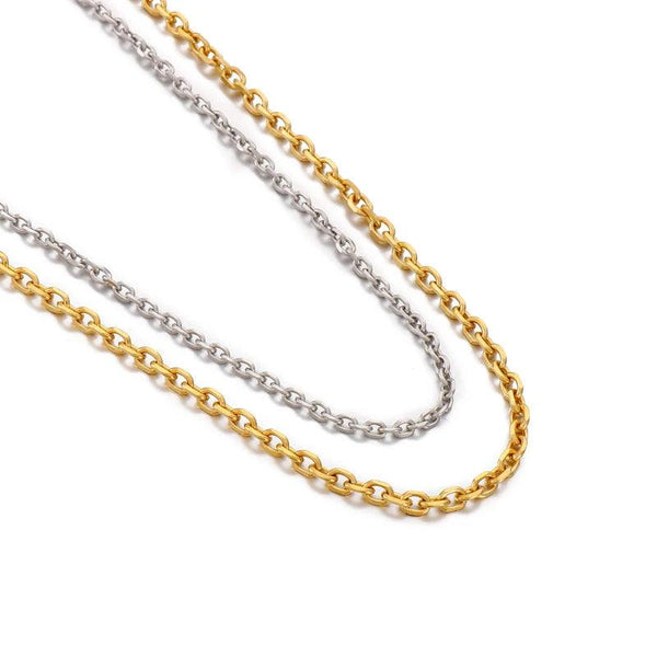 2.7/3.5mm Double Layer Paperclip Cutting O-chain Chain Necklace for Women - kalen