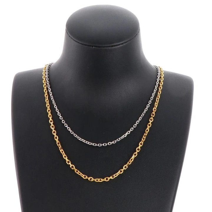 2.7/3.5mm Double Layer Paperclip Cutting O-chain Chain Necklace for Women - kalen