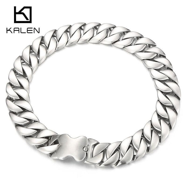 KALEN Pets Dog Bone Chain Necklace Men Women Stainless Steel 316L Heavy Chunky Chains.