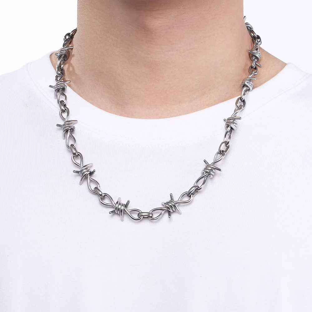 Men's Stainless Steel Thorn Chain Personalized Trendy Bracelet Hip Hop Rock Fashion Jewelry Set Party Gifts - view 1