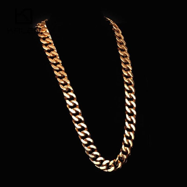 Kalen 70cm Long Cuban Chain Necklace Stainless Steel Dubai Gold Color 440g Heavy Chunky Link Chain Necklace Men's Accessories.