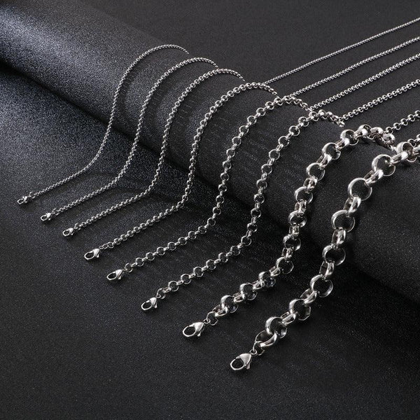 2/2.4/3/4/5/6/10/12mm Stainless Steel Faceted Cutting Rouned Box Link Chain Necklace - kalen