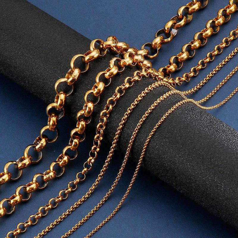 2/2.5/3/4/5/6/10/12 Stainless Steel Rouned Box Link Chain Necklace - kalen