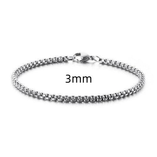 2/2.5/3/4/5/6/7mm Square Box Link Chain Bracelet for Men Women Stainless Steel Jewelry - kalen