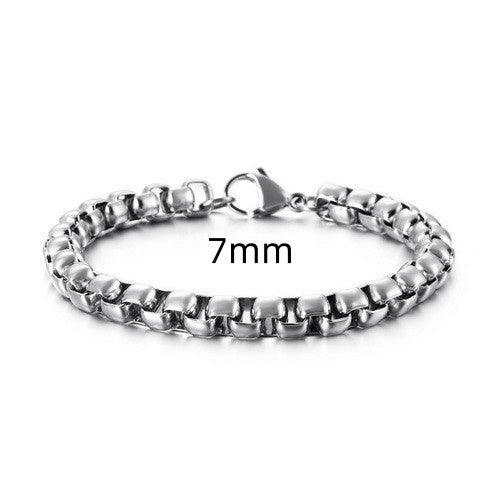 2/2.5/3/4/5/6/7mm Square Box Link Chain Bracelet for Men Women Stainless Steel Jewelry - kalen