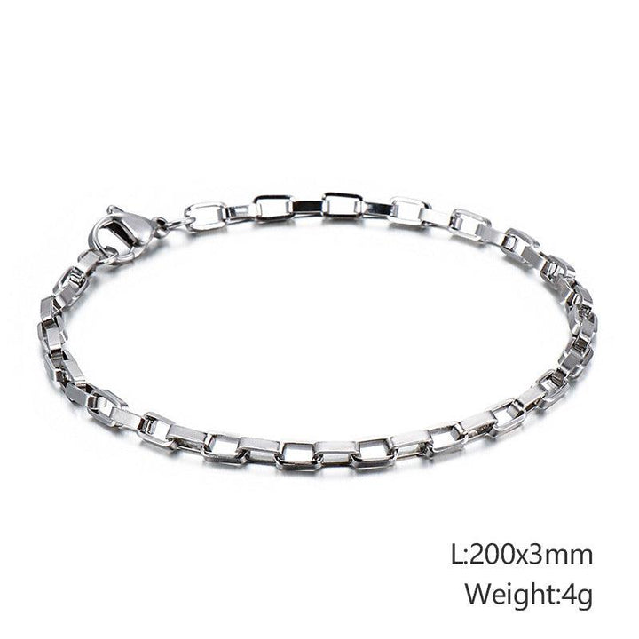 2/2.5/3/5mm Square Box Link Chain Bracelet For Women - kalen