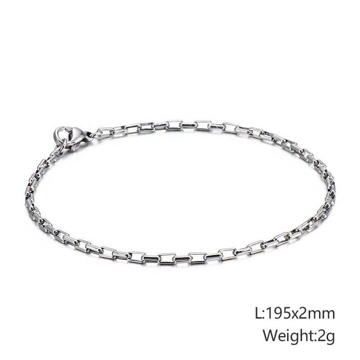 2/2.5/3/5mm Square Box Link Chain Bracelet For Women - kalen