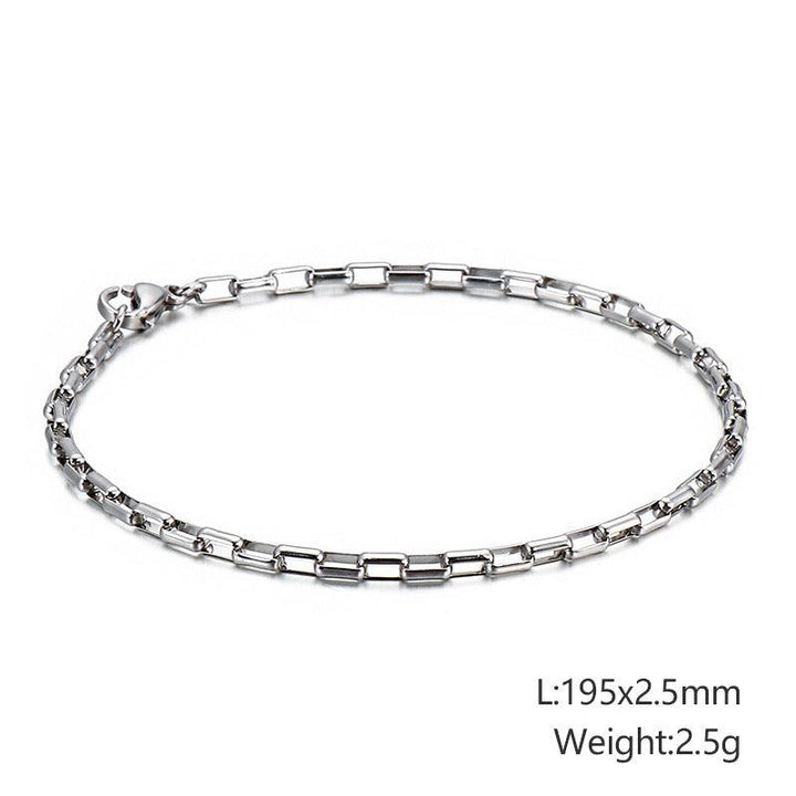 2/2.5/3/5mm Square Box Link Chain Bracelet For Women - kalen