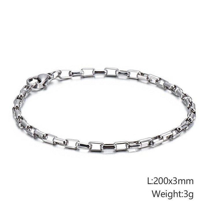 2/2.5/3/5mm Square Box Link Chain Bracelet For Women - kalen