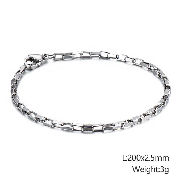 2/2.5/3/5mm Square Box Link Chain Bracelet For Women - kalen