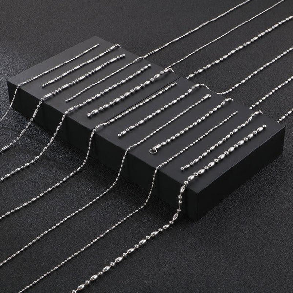 2/2.5/3mm Stainless Steel Bead Oval Bamboo Chain Necklacev - kalen