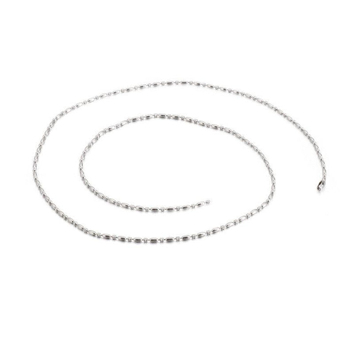 2/2.5/3mm Stainless Steel Bead Oval Bamboo Chain Necklacev - kalen