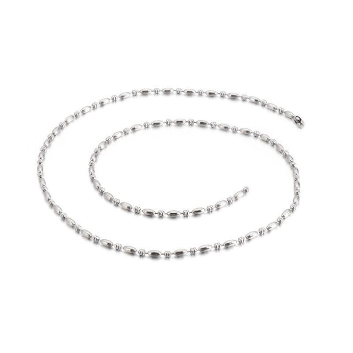 2/2.5/3mm Stainless Steel Bead Oval Bamboo Chain Necklacev - kalen