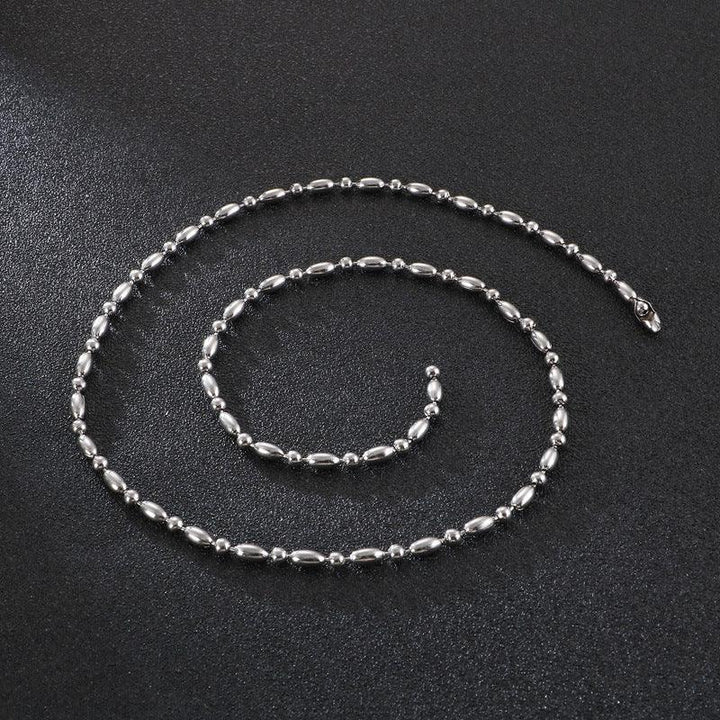 2/2.5/3mm Stainless Steel Bead Oval Bamboo Chain Necklacev - kalen